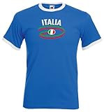 Fruit of the Loom Italia/Italien Herren T-Shirt Dynamic Retro Trikot|royal L