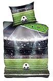 VonBueren Bettwäsche Fussball | 135x200 cm | 100% Baumwolle | Reißverschluss | Fußball Betw