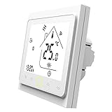 MOES Smart Thermostat WiFi Temperaturregler Smart Life/Tuya APP Fernbedienung für elektrische Heizung 5 + 1 + 1 Programmierbar ， Kompatibel mit Alexa Google Home 16A (Weiß)