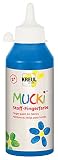 Kreul 28404 - Mucki leuchtkräftige Stoff - Fingerfarbe, 250 ml in blau, auf Wasserbasis, parabenfrei, glutenfrei, laktosefrei und vegan, optimal für die Anwendung mit Fingern und H