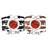 DIYthinker Japanisches rotes Karpfen Tier abstraktes Armband Handschlaufe Lederseil Armband Doppelset Geschenk