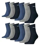 PUMA Unisex Short Crew Socken Basic Sportsocken 12er Pack, Größe:43-46, Farbe:Navy/grey/Nightshadow Blue (532)