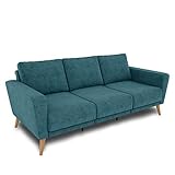 KAUTSCH® Sofa 3 Sitzer Lotta 202 x 86 x 86 cm | Modernes 3er Sofa für Deine Wohnung | hochwertig & langlebig | Wohnzimmer Sofa in Petrol | 3 Sitzer Couch, die durch jedes Treppenhaus p