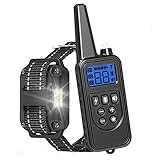 Hundehalsband Anti Bellen Gerät USB Wiederaufladbares Vibrationshalsband 2600Ft 800 Meter Fernbedienung IPX67 Wasserdicht 4 Trainingsmodi Anti-Barking Hund Stopper Trainer Gert,Schwarz,O