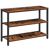 HOOBRO Konsolentisch, Beistelltisch, 3 Ebenen Flurtisch, Dekotisch, 100 x 30 x 80 cm, Stabil Metallgestell, für Eingangsbereich, Wohnzimmer, Schlafzimmer, Dunkelbraun EBF13XG01