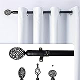Gardinenstangen Set, 80cm bis 310cm Verstellbare Schwarze Fenster Gardinenstange mit Halterungen komplettes Zubehör Set für Ösenvorhänge Vorhangstang