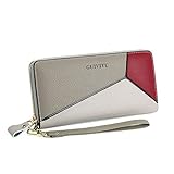 GUIVITU Geldbörse Damen Gross Echtleder Portemonnaie Lang Frauen Elegant Geldbeutel Geschenke für Frauen 13 Kartenfächer Clutch Slim Wallet Purses for Woman Brieftasche mit Handyfach (Mehrfarbig)