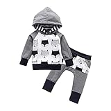 PPangUDing Baby Jungen Mädchen Bekleidungssets,2 Stücke Kapuzenpullover Sweatshirt Tops+ Cartoon Druck Lange Hose Herbst Winter Warm Baby Toddler Outfits Set Babykleidung