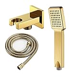Handheld Shower Head Set ABS Handheld Showerheads High Pressure Shower Head Universal High Flow Handheld Shower Sprayer with 1.5M Hose Brass Shower Bracket (Color : Rose Gold) (Titanium Gold)