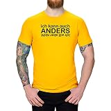 T-Shirt Ich kann auch Anders, Will Aber Nicht! Zicke stur Party 13 Farben XS-5XL Fun Witz Spaß Funshirt lustige Sprüche Sarkasmus, Farbe:gelb - Logo schwarz, Größe:XS