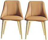 YCKL Gartenstuhl Küche Esszimmerstühle Set 2 moderner wasserdauer Pu.Leder Wohnzimmerstühle mit Metallbeinen und Rückenlehnenstühle (Farbe:blau,Größe:Schwarzgoldfüße) einfache I