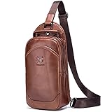 Lixada Herren Leder Sling Bag Wasserabweisend Anti-Diebstahl Crossbody Brusttasche Sling Rucksack Umhäng