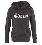 Comedy Shirts - Queen - Comic - Damen Hoodie - Schwarz / Weiss-Pink Gr. L