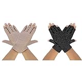 MaoXinTek Fahren Handschuhe für Damen UV-Schutz Dünne Fingerlose Sonnenschutzhandschuhe Kurz und rutschfest, speziell für Mädchen Dame Sommer Outdoor Radfahren Angeln Golf (2 Paar)