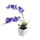 FNKDOR Kunstblumen Solar Gartenleuchte mit Erdspieß/Topf, Außen LED Leuchten Wetterfest Gartendeko Aus Seide PVC und Edelstahl (A, 35 cm)