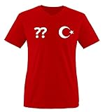 Trikot - TÜR - WUNSCHDRUCK - Herren V-Neck T-Shirt - Rot/Weiss Gr. M