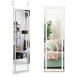 COSTWAY Wandspiegel mit Touchscreen und Beleuchtung in 3 Farben, LED Ganzkörperspiegel mit 2 Installationsmethoden, Hängespiegel 37 x 120cm, Spiegel für Schlafzimmer, Wohnzimmer und Eingangsb