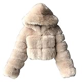 YINGXIONG Damen Mantel Winter Elegant Warm Faux Fur Kunstfell Jacke Kurz Kunstpelz Mantel Flauschiges Outwear Umlegekragen Langarm Parka Felljacke Fellmantel Wintermantel F