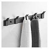 Wandgarderobe im Bauernhaus-Design, Wandmontage, minimalistischer Haken, Wandbehang, personalisierbar, kreativ, schwarzer Haken, Badezimmer-Reihenhaken, Aluminium, 5 Haken, rustikale Wandgarderob
