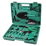 KANGLE-DERI 10-teiliges Gartenwerkzeug-Set mit Tragetasche, aus Edelstahl, Handschaufel-S