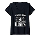 Damen Ich werde nicht aufgeben Wandern Spruch Alpen Berge Wanderer T-Shirt mit V