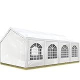 TOOLPORT Hochwertiges Partyzelt 4x8 m Pavillon Zelt ca. 240g/m² PE Plane Gartenzelt Festzelt Wasserdicht weiß