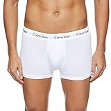 Calvin Klein Herren - 3er-Pack mittlere Taille Hüft-Shorts - Cotton Stretch, Mehrfarbig (Weiß-100), L