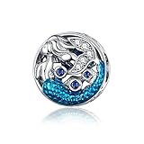 PROJEWE Sterling Silber 925 Charms für Pandora Armbänder Halsketten Familien Charms für Armband Mond Katzen Meerjungfrau Perlen Charms mit Zirkonia Perlen charms für Frauen M