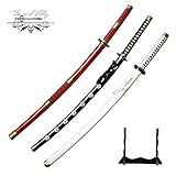 Sword Vally Zoros 3-teiliges Set-Schwert, handgefertigtes Japanisches Katana-Samurai-Schwert, Roronoa Zoro-Anime-Schwerter, Kitetsu, Shusui, Wado Ichimonji, 3-teilige Set-V