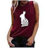 Happy Easter Ostern Weste Damen Osterhasen Druck Tanktops Basic Shirt Bequeme Tunika Bluse Laufshirt Tshirt Ärmellose Rundhals Sommertops Sportweste 2022 Lustig Festival T S