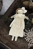 ukiyo Exklusiver Stoff Deko-Engel 23 cm Diverse Ausführungen Weihnachtsdeko Geschenk Weihnachtsschmuck, Farbe:Creme, Variante:C Kleid B