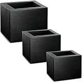 Deuba Blumentopf Blumenkasten Blumenkasten 3er Set Kubus Wetter- und bruchfeste bis 55 L für Innen- und Außenb