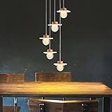 LED Pendelleuchte Esstisch Dimmbar Hängeleuchte mit Fernbedienung 5 Flammig Blumenform Hängelampe aus Metall in Holz-Optik Modern Esszimmerlampe Hängeleuchte 120CM Höhenverstellbar 30W