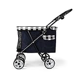 Hundebuggy for Kleine Hunde Prime Hundewagen Kinderwagen Buggy 360 ° Glattes Vorderrad, Easy Hund Katze Kinderwagen zu Falten, Armauflage 4-Gang-Adjustment (Color : Black)