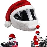 Motorradhelm-Abdeckung Weihnachtsmann-Weihnachtsmütze, Lustige Handgefertigte Motorrad-Weihnachtshelm-Abdeckung,für Im Freien Personalisierte Weihnachten Volle Helm Abdeckung