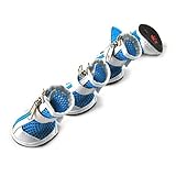 Schuhe für kleine Hunde, für den Sommer, atmungsaktiv, Netzstiefel, verstellbar, rutschfest, Reißverschluss, Pfotenschutz aus PU-Kunststoff, Blau Nr. 4 (L x B): 5,3 x 4,3