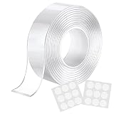 FWLWTWSS Doppelseitiges Klebeband Extra Stark Mit zwei Stück Rundem Nano Tape, Transparent Klebeband Doppelseitig Waschbares, Spurlos, Rutschfestes, Ablösbar für Küche Teppich F