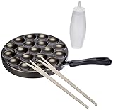 patisse,2999,Poffertjes AA8Pfanne-Set mitRezepten, Teigflasche undHolzstäbchen, Aluminium, Schwarz, 25 cm,6-E