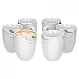 Van Well Portofino 6er Set Kaffeebecher, 330 ml, H 10,3 cm, Kaffeetasse, Rankendekor, edles Mark