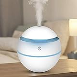 TOGETOP USB Mini Ultraschall Air Luftbefeuchter, Ultra Leise Raumluftbefeuchter Kühlnebelbefeuchter, Humidifier für Büroraum, Schlafzimmer usw, Kleiner Luftreiniger mit 7-Farben-LED-Licht (Weiß)