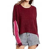 Damen Elegant Lose lässiger Einfach Freizeit Pullover Hohem Kragen Herbst Winter Warm Pulli Loser Kontrastfarbe Grobstrick Casual Stricken Lange Ärmel Farbblock Sweatshirt Jumper Oberteile für F