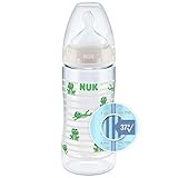 NUK First Choice+ Babyflasche | mit Temperature Control Anzeige | 300ml | 6-18 Monate | Anti-Colic | BPA Frei | grün (Frosch)