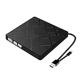 EasyULT Externes CD DVD Laufwerk, USB 3.0 mit Type-C Portable DVD/CD Brenner für Laptops/Desktop, Plug&Play, Kompatibel mit Windows 10/8/7/XP, Linux, Mac OS(Schwarz)