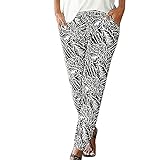 Kanpola Haremshose Damen Hosen Boho Strandhose Sommer Freizeithose Frauen Hose Stoffhose Blumenmuster Sommerhose mit Taschen Lose Jogginghose Yog