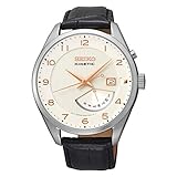 Seiko Kinetic Herren-Uhr Edelstahl mit Lederband SRN049P1