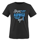 Comedy Shirts - Bevor ich Mich jetzt Aufrege isses Mir Lieber egal! - Herren T-Shirt - Schwarz/Blau-Eisblau Gr. XXL