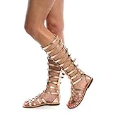 SUNNSEAN Schuhe Sandalen Damen Gladiator Römisch Sandalen Sommer Strand Sandals Riemchensandalen Knie Hohe Stiefel Peep Toe Sandalen Schnürschuhe Elegant Kniehohe F