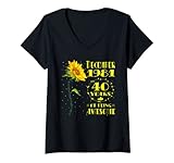 Damen 40. Geburtstag 40 Jahre alte Frau Born December 1981 Sonnenblume T-Shirt mit V