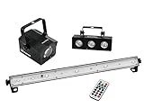 Eurolite LED Mini-Partyset | Set aus Flowereffekt, Washlight und Schwarzlicht-/Stroboskop-Bar | Partyraum Starterset | All-in-One | Sofort losleg