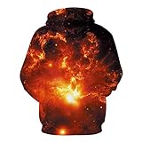 HUUDNHYK Cool Starry Sky Color Cloud Herren 3D-Druck Hoodie Pullover Langarm Leichte Warme Jacke Jacke Top mit T